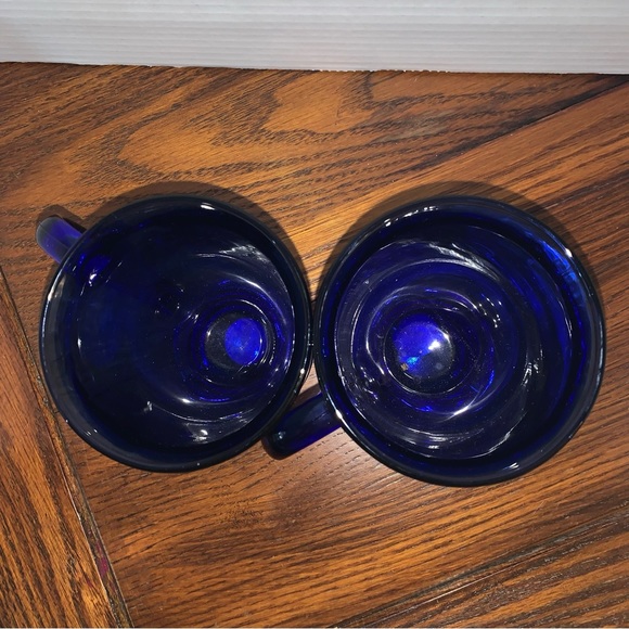 2 NWT Anchor Hocking cobalt blue STARBUCKS pedestal mugs - Picture 5 of 7